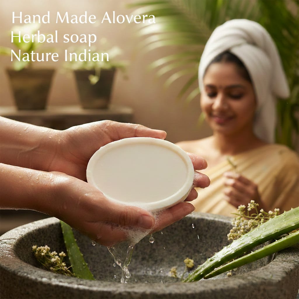 aloe soap 2 Nature Indian |ALOEVERA HAND MADE HERBAL SOAP - 3 IN Pack - Image 2