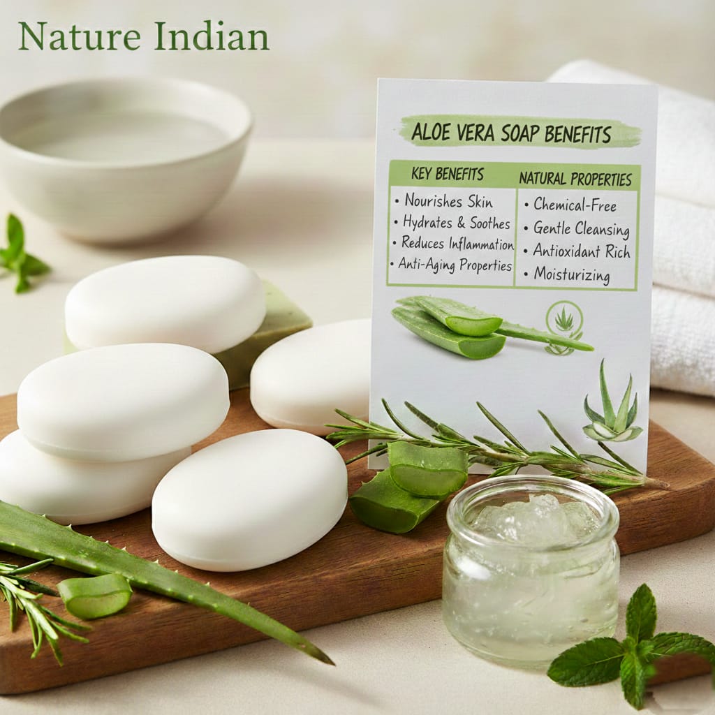 aloe soap 4 Nature Indian |ALOEVERA HAND MADE HERBAL SOAP - 3 IN Pack - Image 4