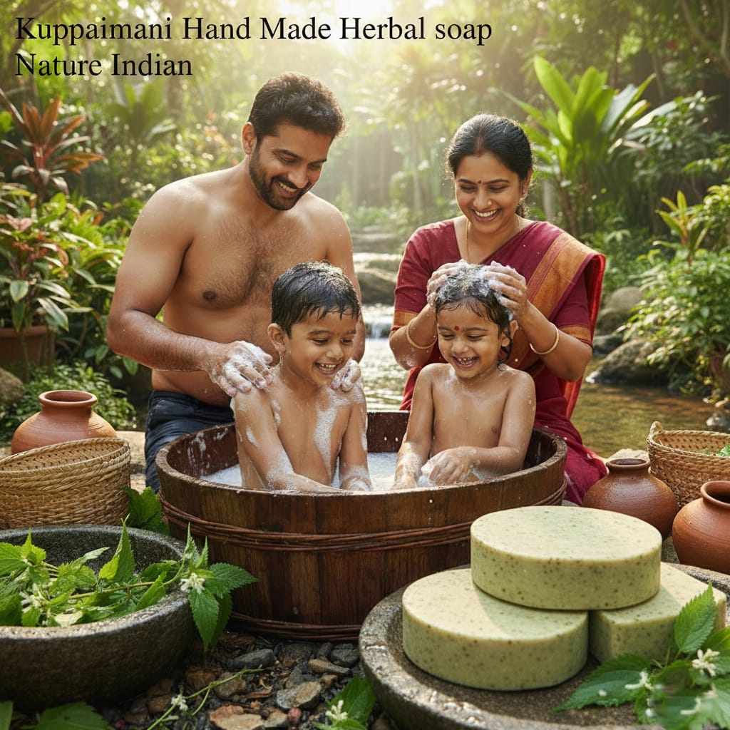 handmade acalypha herbal soap / குப்பைமேனி மூலிகை சோப்பு 3 in pack